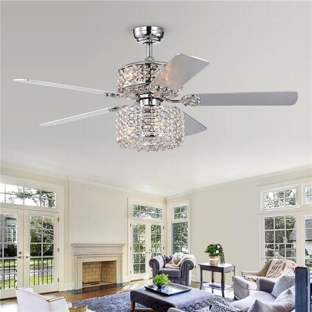Warehouse Of Tiffany Warehouse of Tiffany CFL-8459REMO-CH 52 in. Kyahboi Indoor Remote Controlled Ceiling Fan with Light Kit; Chrome CFL-8459REMO/CH